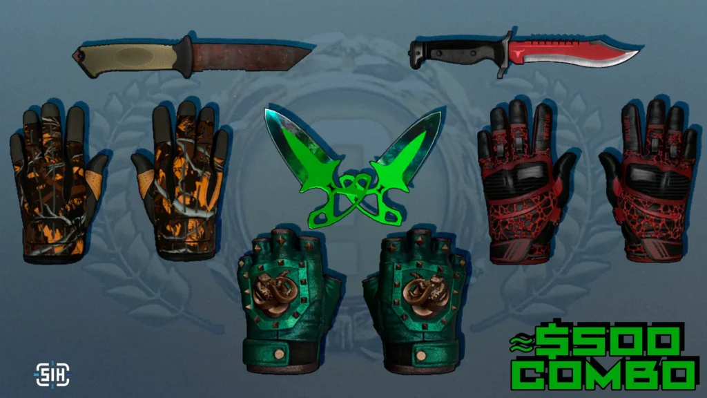 Best knife + gloves combos under $500 in Counter-Strike 2. The most budget-friendly and coolest combinations.